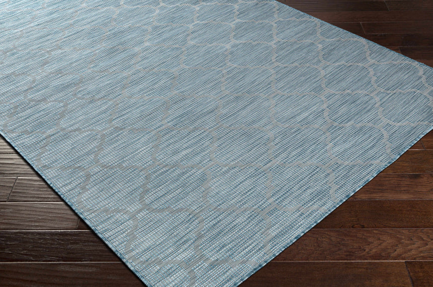 Unique Outdoor Trellis Area Rug, Aquamarine - Clearance