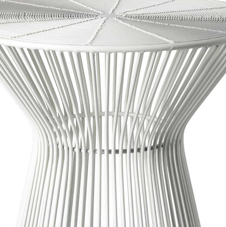 Bulo White Modern Wire Drum End Table