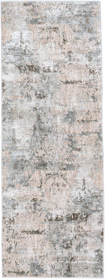 Close-up of Bennet Thick Luxe Boutique Rug with a contemporary abstract design in taupe, light gray, and pale blue. Design-Runner-2773