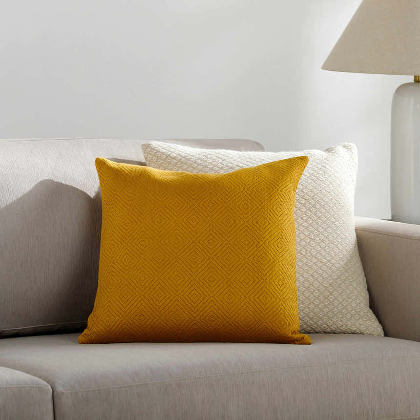 Bantogon Mustard Diamond Pattern Pillow - Clearance