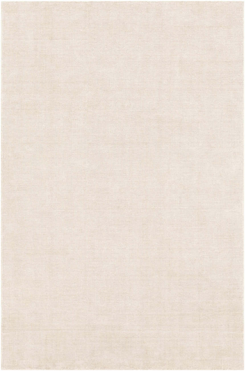 Close-up of a cream and taupe Bowstring Carpet. Hand-loomed viscose rug with subtle contemporary texture. Design-Rectangle-576