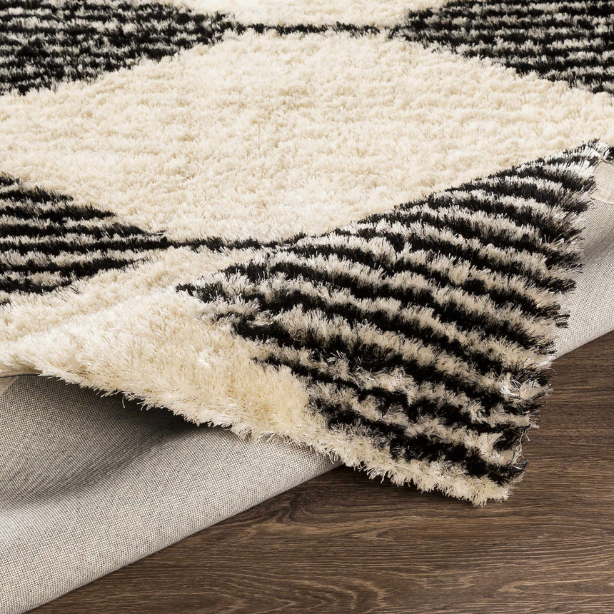 Aberchirder Ivory&Black Diamond Plush Rug - Clearance