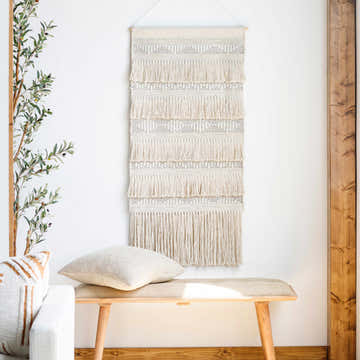 Brookesmith Cream Fringed Patterned Wall Hanging