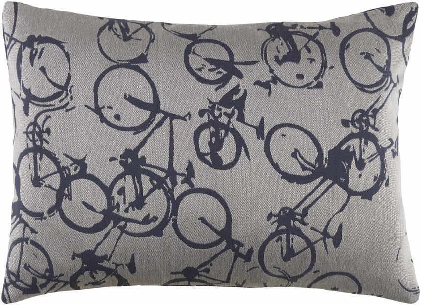 Burneside Navy Bicycle Print Throw Pillow - Clearance