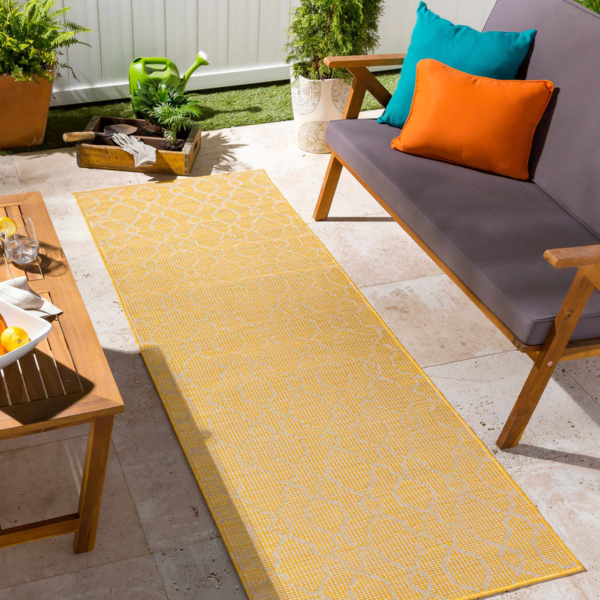 Brocton Yellow Flatweave Rug - Clearance