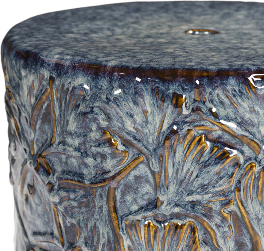 Brothertown Blue Floral Ceramic Stool