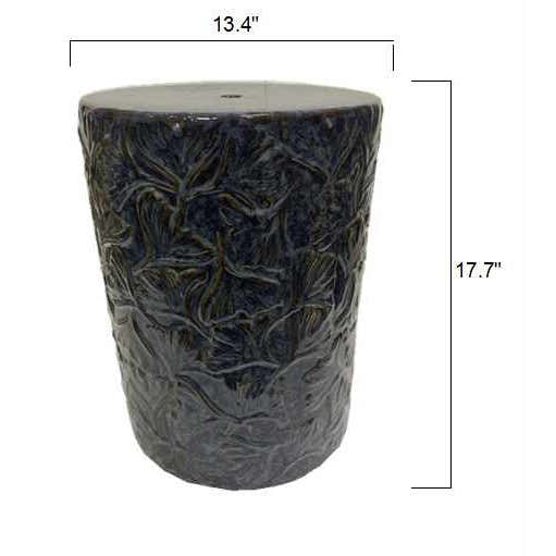 Brothertown Blue Floral Ceramic Outdoor Stool