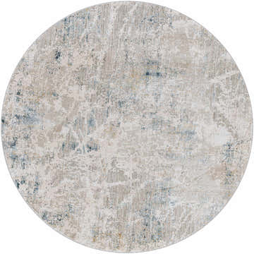 Round Burstwick Thick Luxe Boutique Rug with a contemporary abstract design in dusty sage, navy, and taupe. Design-Round-53