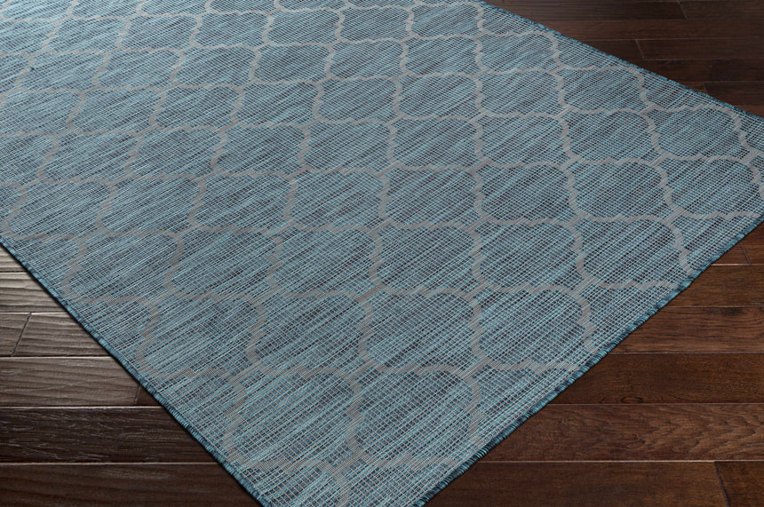 Unique Outdoor Trellis Area Rug, Teal - Clearance