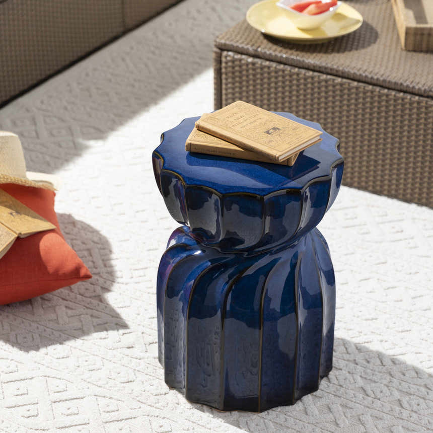 Cabugao Blue Ceramic Stool Table