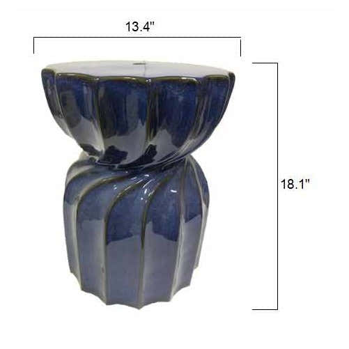 Cabugao Blue Ceramic Outdoor Stool Table