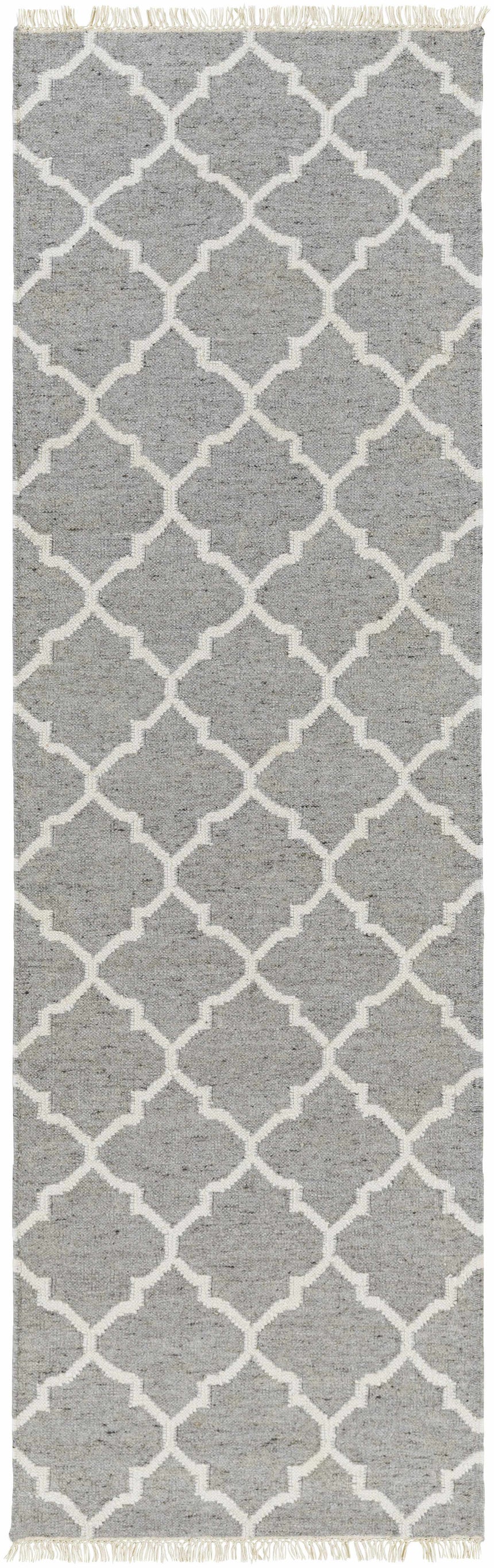 Cardin Charcoal Trellis Wool&Viscose Rug - Clearance