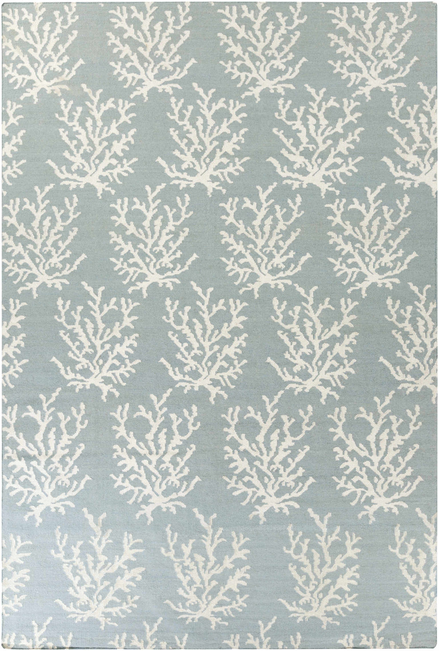 Carversville Ice Blue Botanical Wool Rug - Clearance