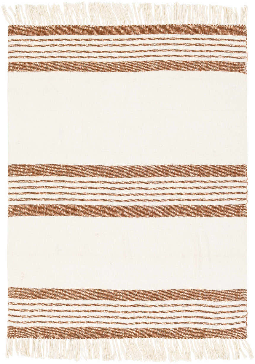 Cream and Brown Hand Woven Throw Blanket