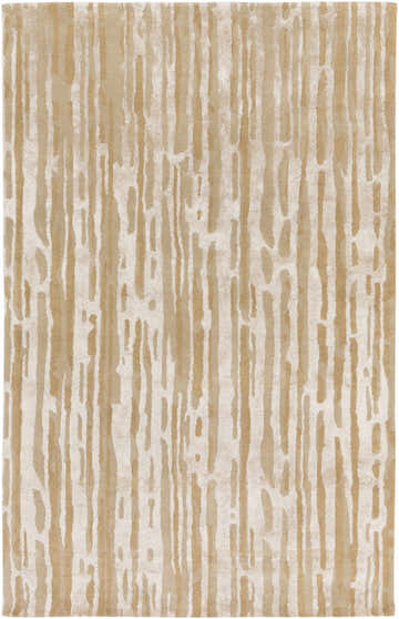 Close-up of the Chetopa Area Rug. Beige and ivory wool rug with a contemporary, abstract stripe design. Design-Rectangle-58
