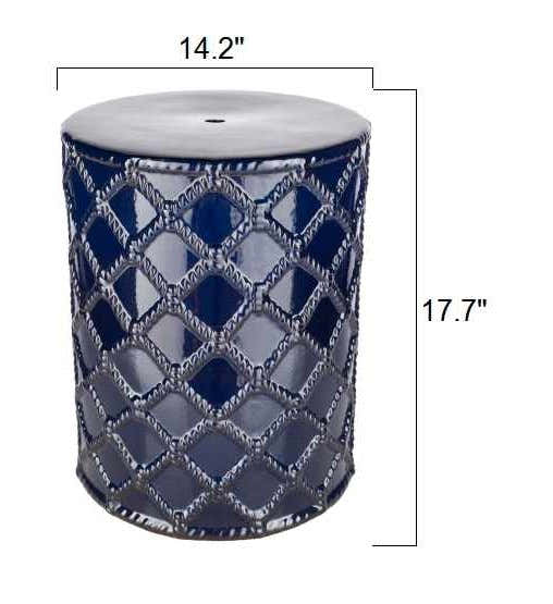Navy Navy Ceramic Outdoor Stool Table
