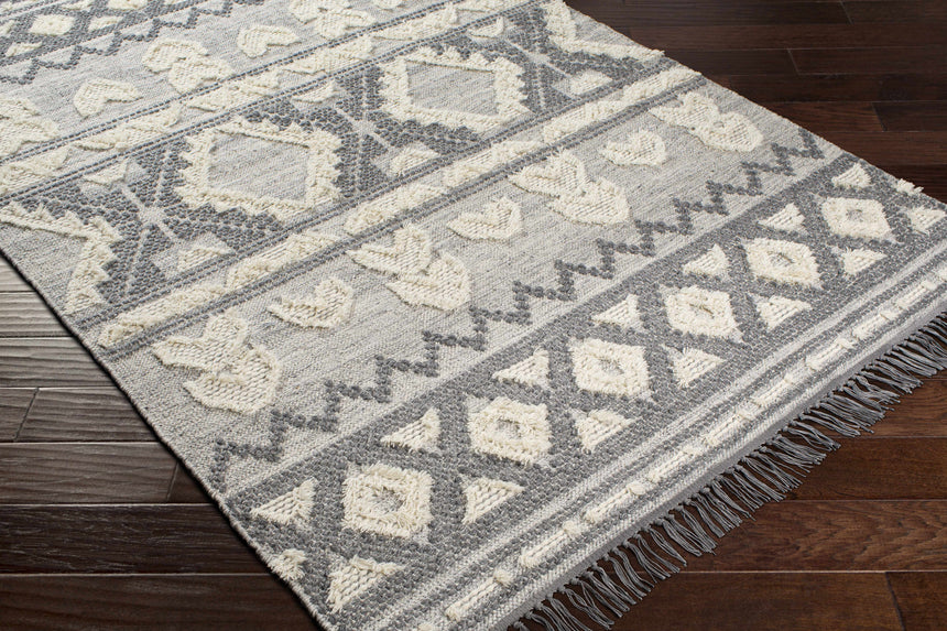 Gakona High-Low Cream&Charcoal Wool Rug - Clearance