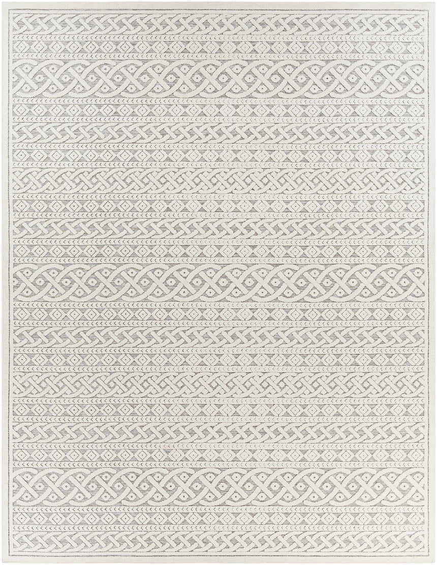 Close-up of the Clenchwarton Textured Beige Rug. Features a geometric, textured pattern in light beige and charcoal. Design-Rectangle-71010