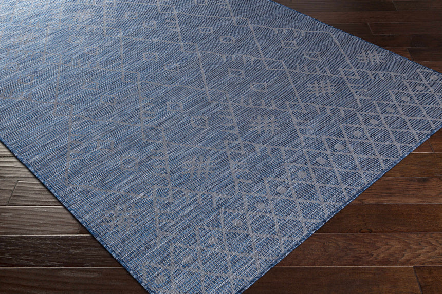 Lorena Blue Flatweave Trellis Area Carpet - Clearance