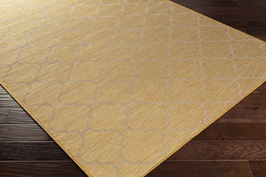 Unique Outdoor Trellis Area Rug, Mustard Yellow - Clearance