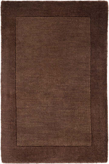 Close-up of a dark brown Bordered Solid Brown Wool Rug showing texture and border detail. Design-Rectangle-23