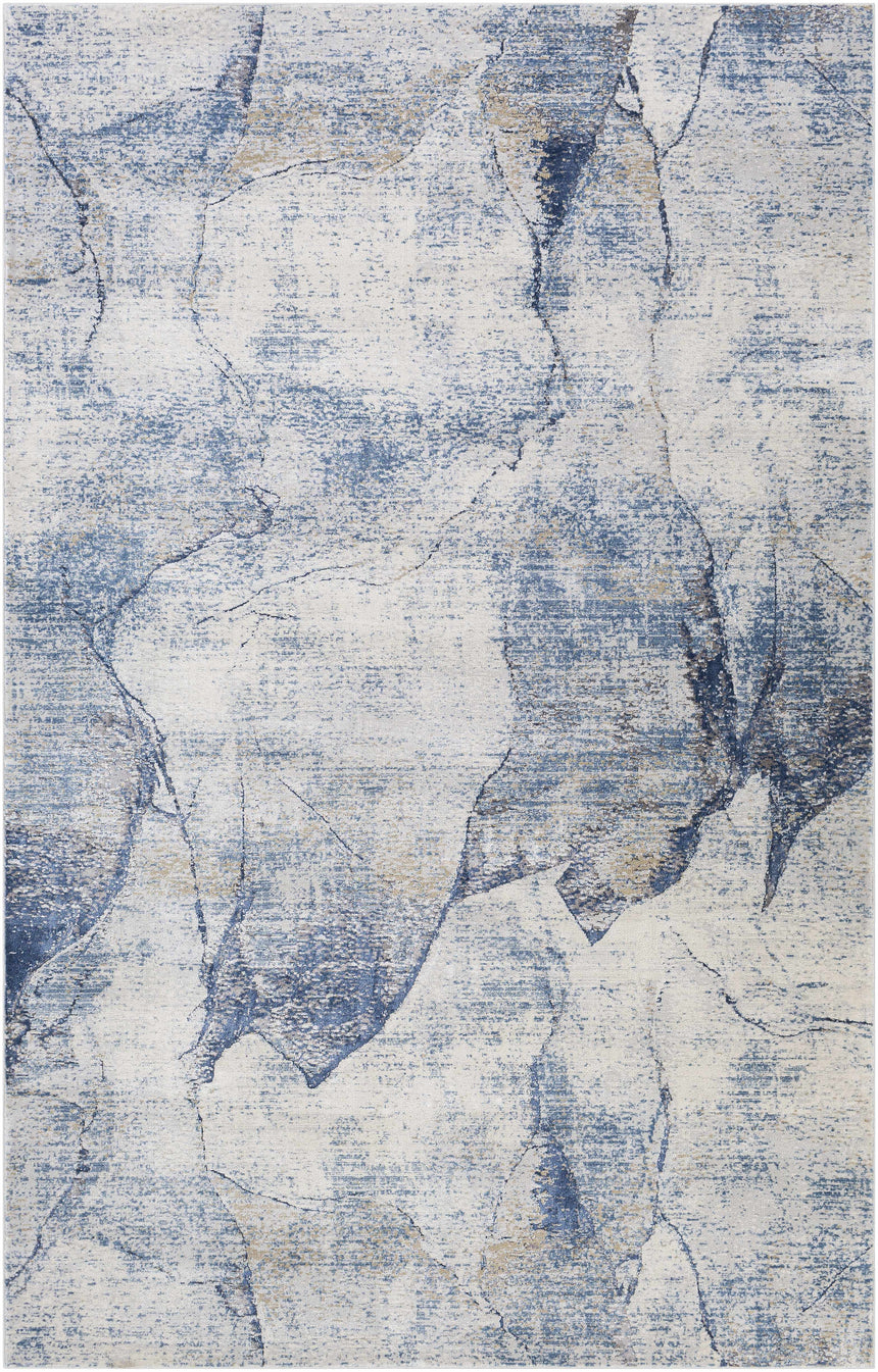 Creighton Blue Marble Textured Luxe Rug