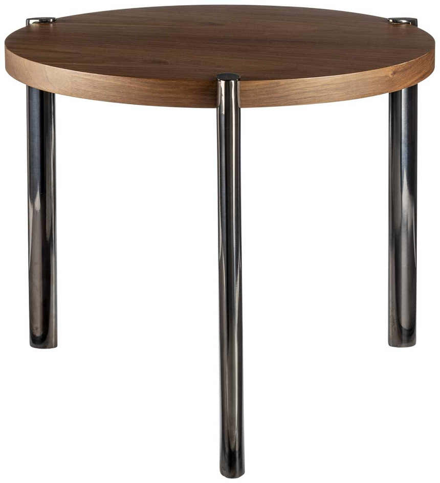 Priargunsk Walnut Metal Round End Table