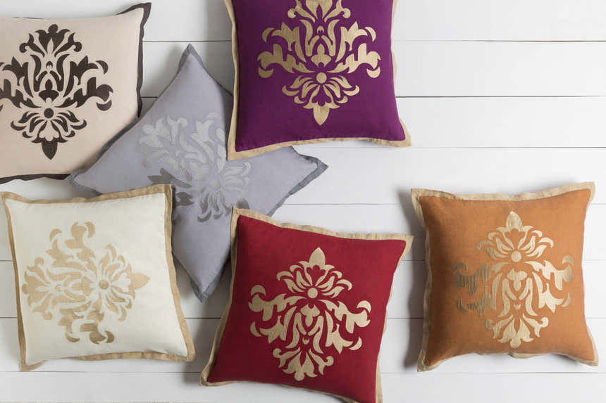 Prosperity Red Damask Square Accent Pillow - Clearance