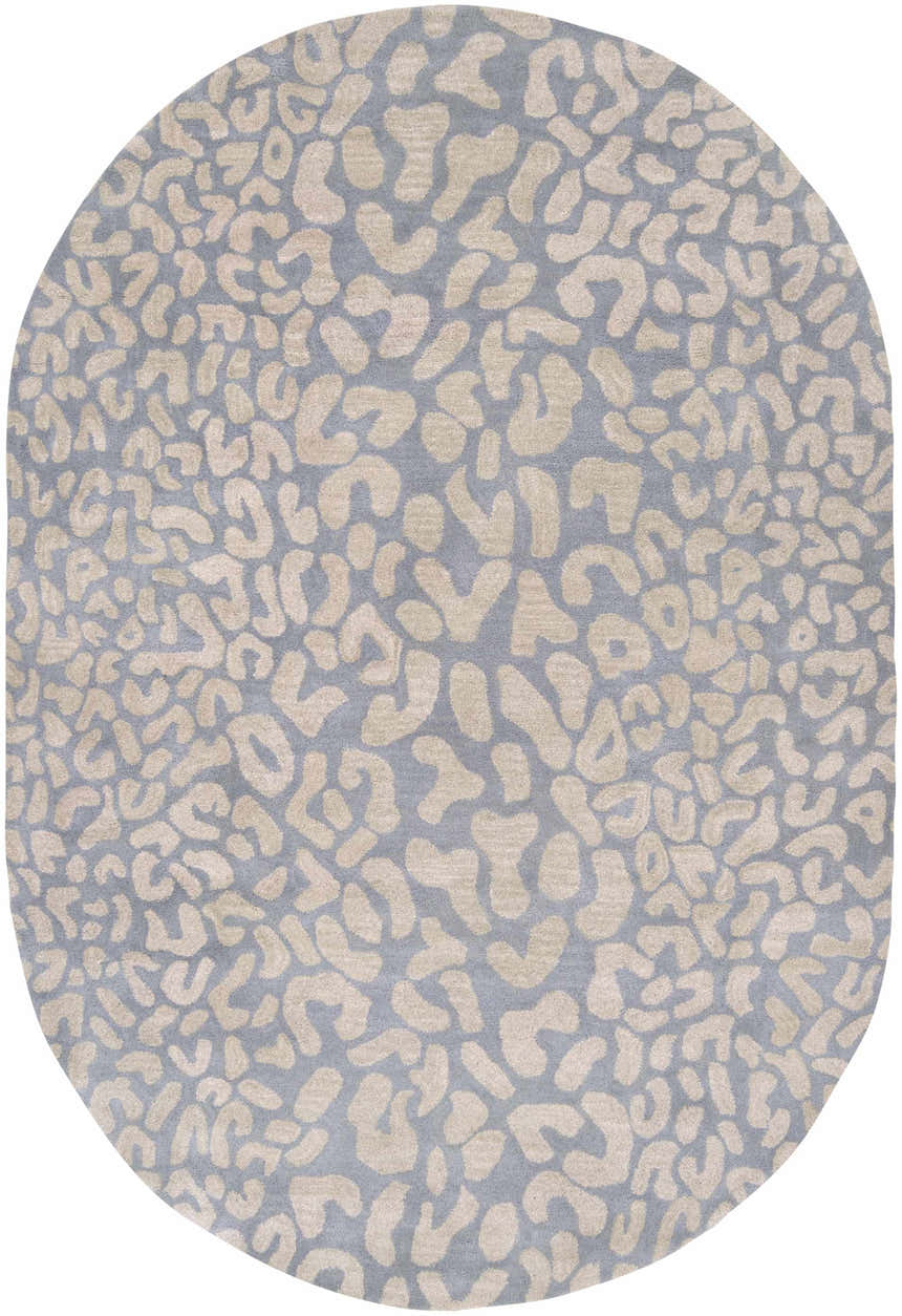 Oval Curwensville Leopard Print Area Rug in slate and taupe, a contemporary animal print rug. Design-Oval-69
