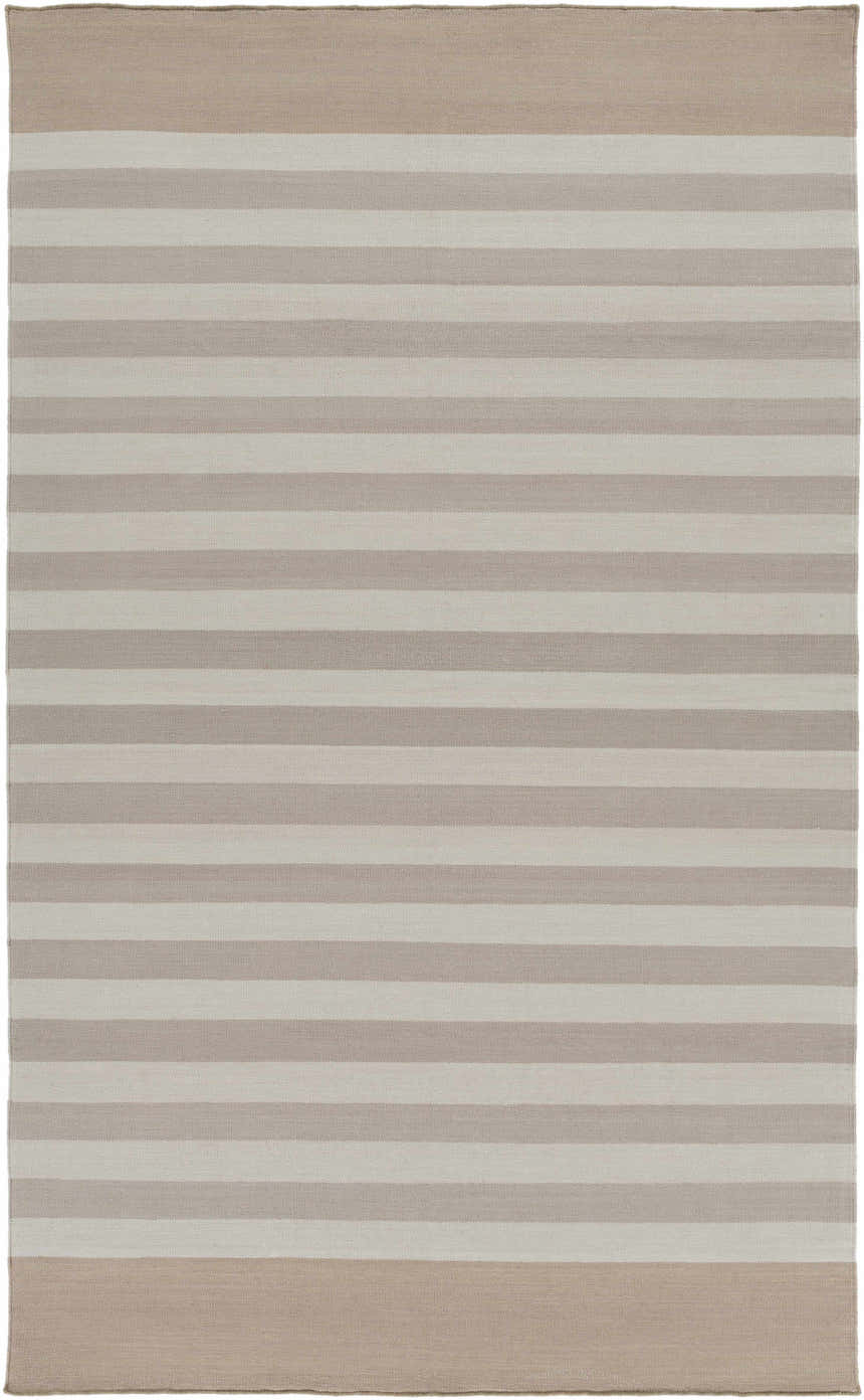 Close-up of the Decordova Area Carpet. Hand-woven cotton rug in charcoal, gray, and medium gray stripes. Farmhouse style. Design-Rectangle-58