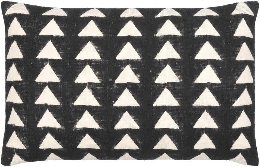 Triava Black and Cream Geometric Triangle Global Bohemian Cotton Lumbar Pillow - Clearance