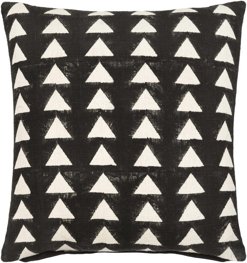 Triava Black and Cream Geometric Triangle Global Bohemian Cotton Lumbar Pillow - Clearance