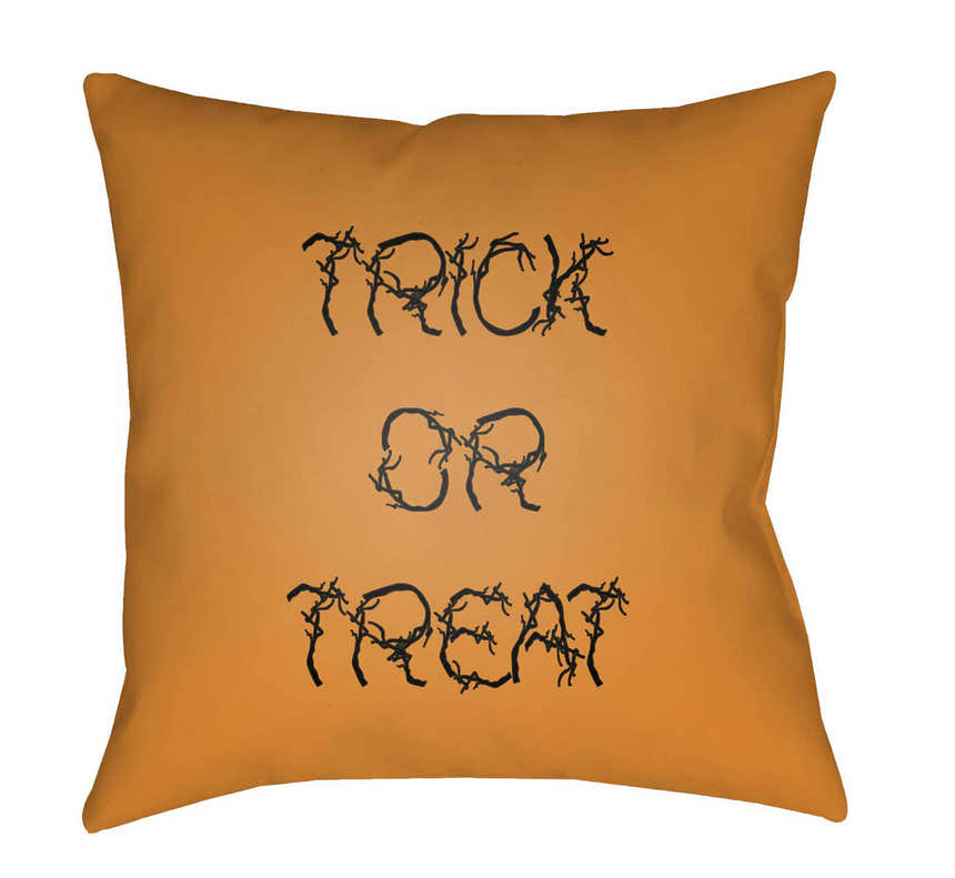 Halloween Trick or Treat Orange Outdoor Pillow