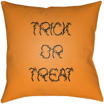 Halloween Trick or Treat Orange Outdoor Pillow