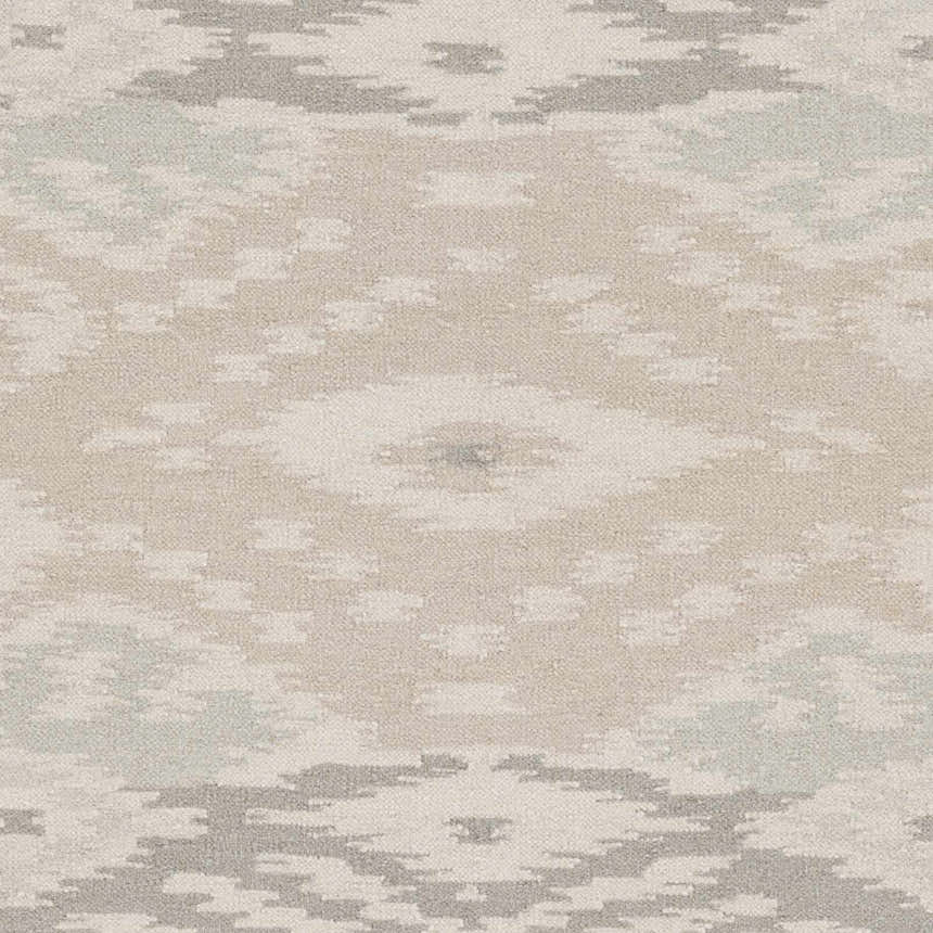 Close-up of the hand-woven Ducor Area Rug. Gray, light gray, and slate blue contemporary wool rug. Swatch