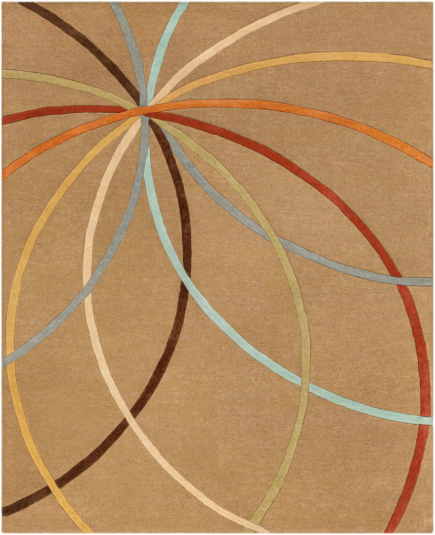 Davison Brown Geometric Modern Wool Rug