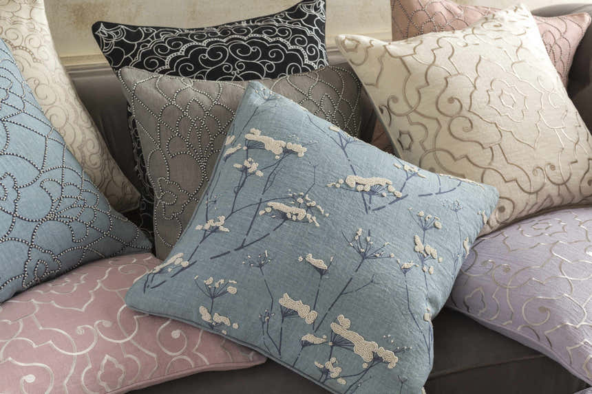 Hundleton Mauve Beaded Geometric Throw Pillow - Clearance