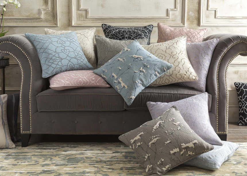 Hundleton Mauve Beaded Geometric Throw Pillow - Clearance