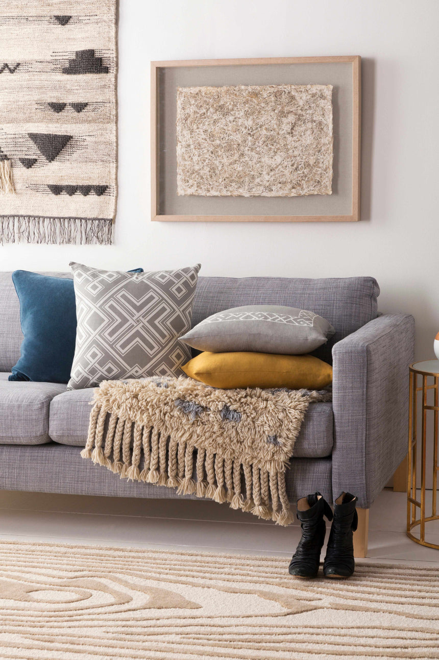 Victor Dark Blue Square Throw Pillow