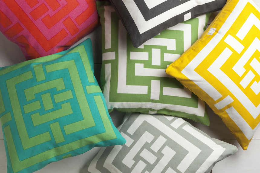 Greenisland Green Geometric Pattern Throw Pillow - Clearance