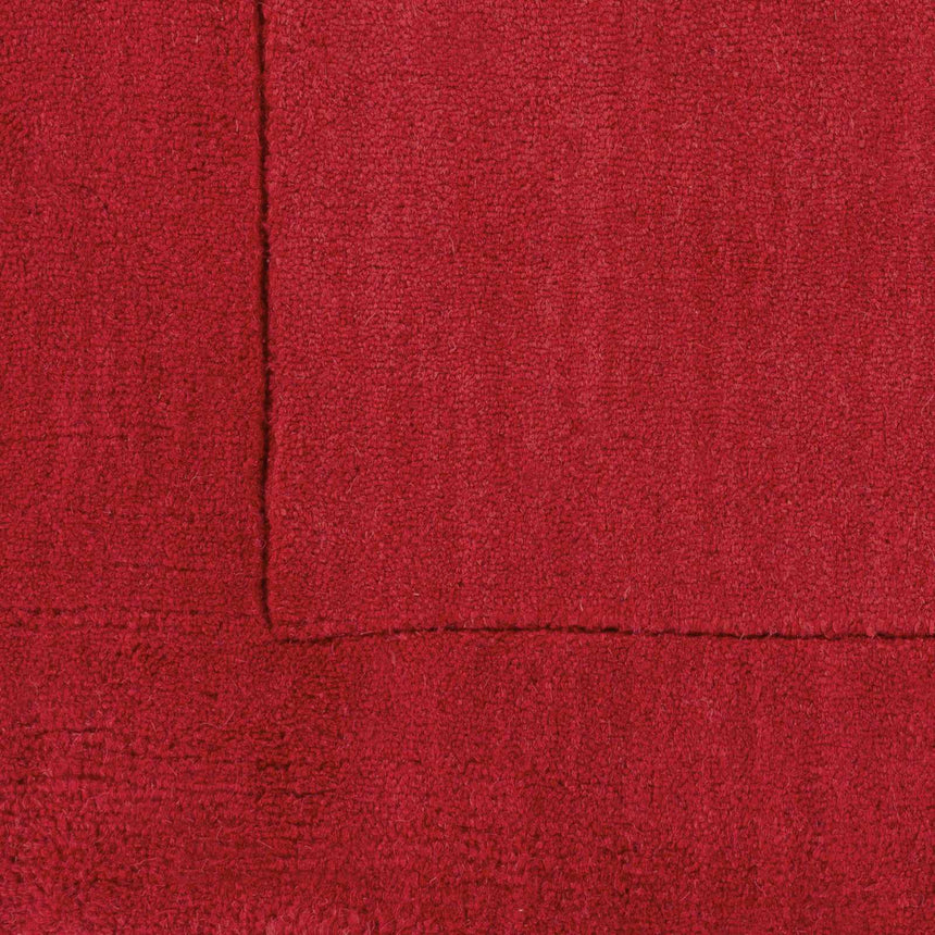Bordered Solid Red Wool Rug