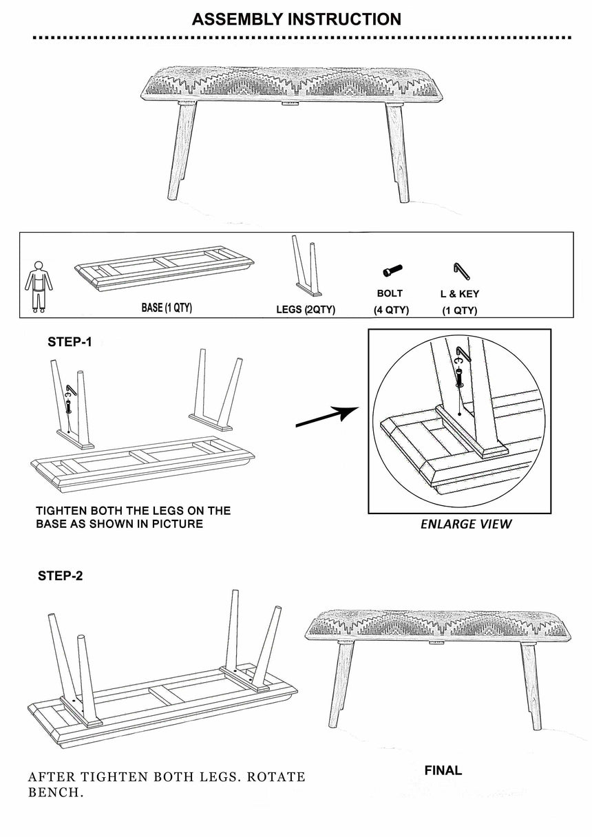 Serhatta Black & White Striped Bench