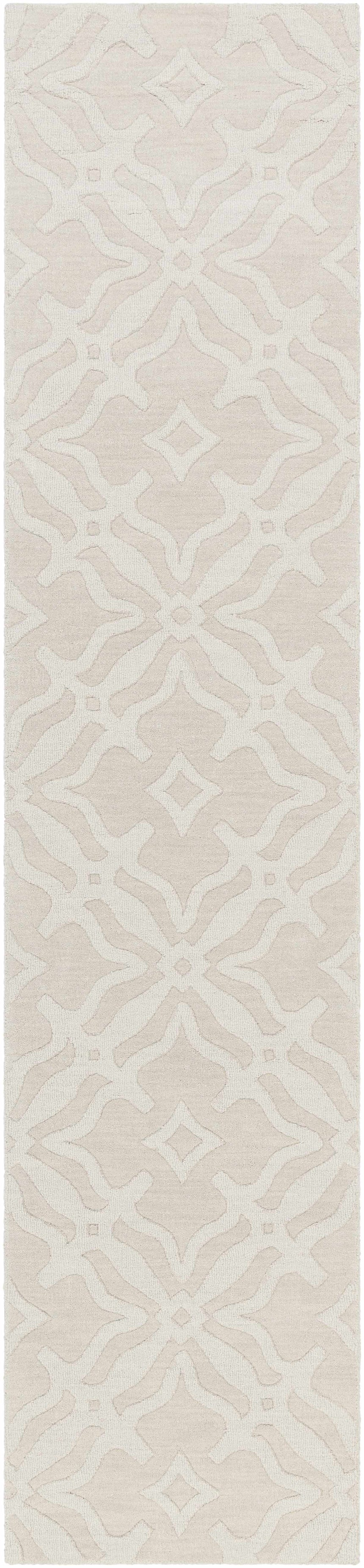 Fyffe Embossed Beige Wool Area Rug