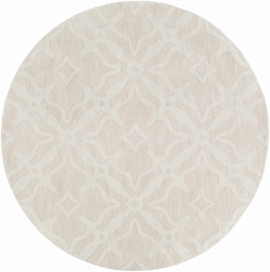 Fyffe Embossed Beige Wool Area Rug