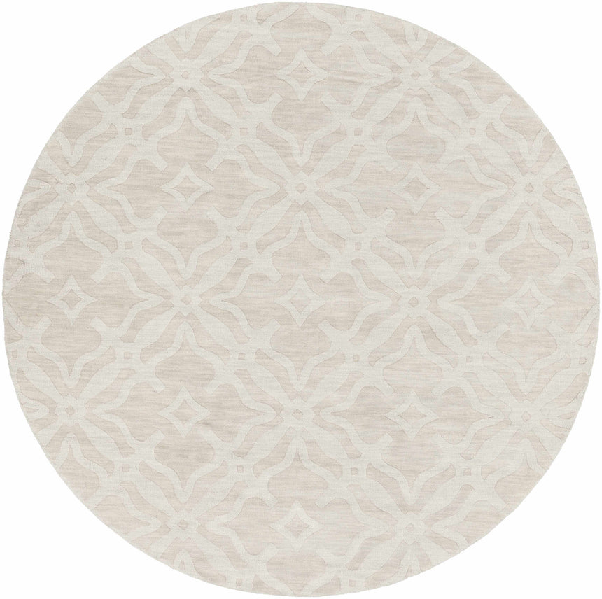 Fyffe Embossed Beige Wool Area Rug
