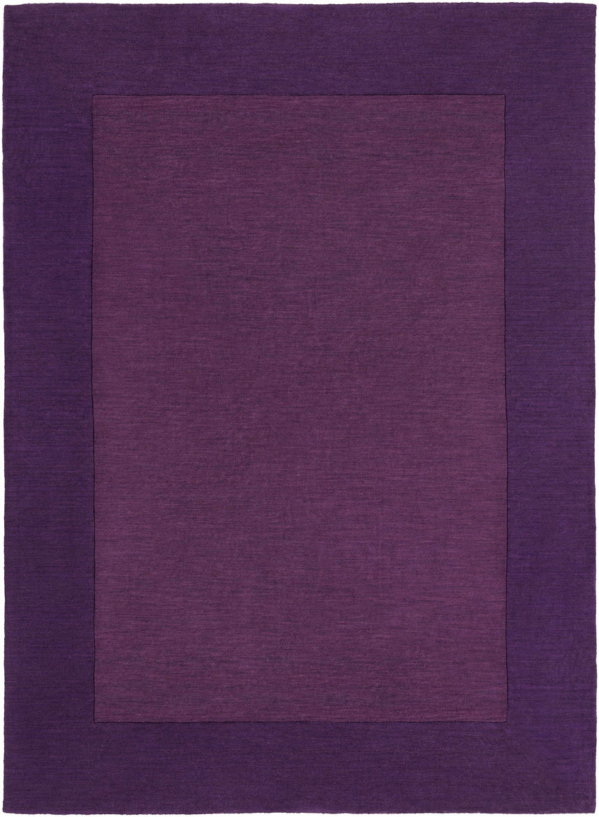Bordered Solid Plum Purple Wool Rug