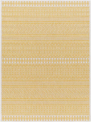 Close-up of the Galal Area Rug in beige and bronze featuring a geometric, farmhouse-style pattern. Design-Rectangle-5377