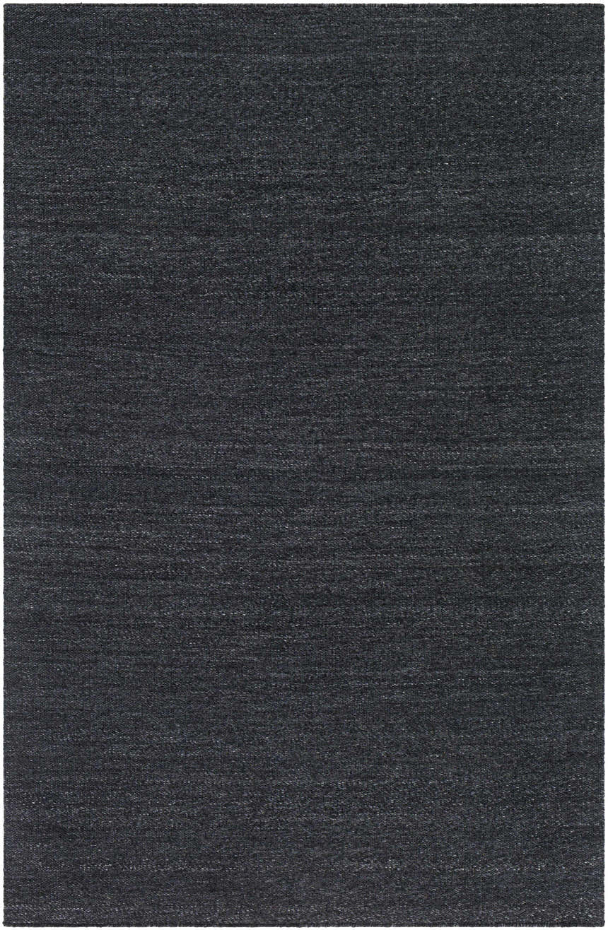 Close-up of the Galiwinku Indoor & Outdoor Rug. Hand woven, charcoal and black recycled PET yarn texture. Contemporary style. Design-Rectangle-576