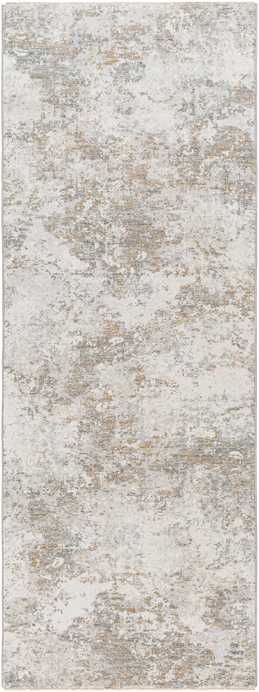 Close-up of the Ganit Thick Luxe Boutique Rug. Beige, bone, and gray abstract pattern. Soft texture. Design-Runner-2773