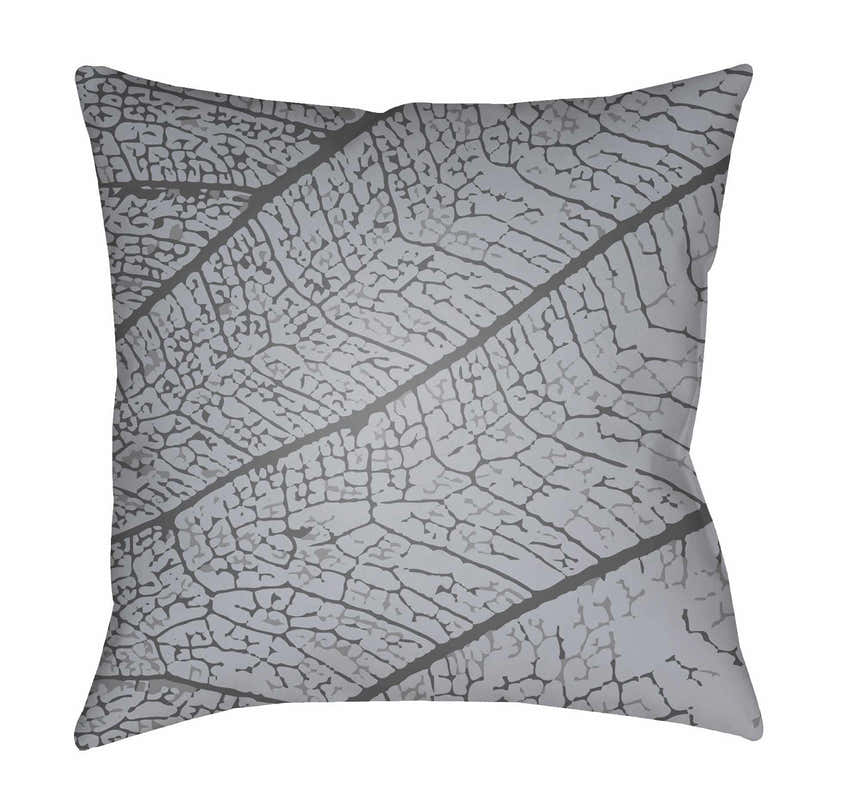 Gino Gray Leaf Pattern Outdoor Throw Pillow